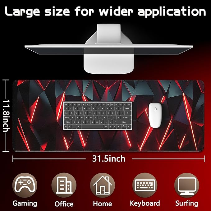 Mouse Pad Gaming - Desk Mat for Keyboard and Mouse - Large Mouse Pads for Desk, Gaming Mousepad with Non-Slip Base, Desks Pad (31.5" X 11.8") for Game, Office and Home