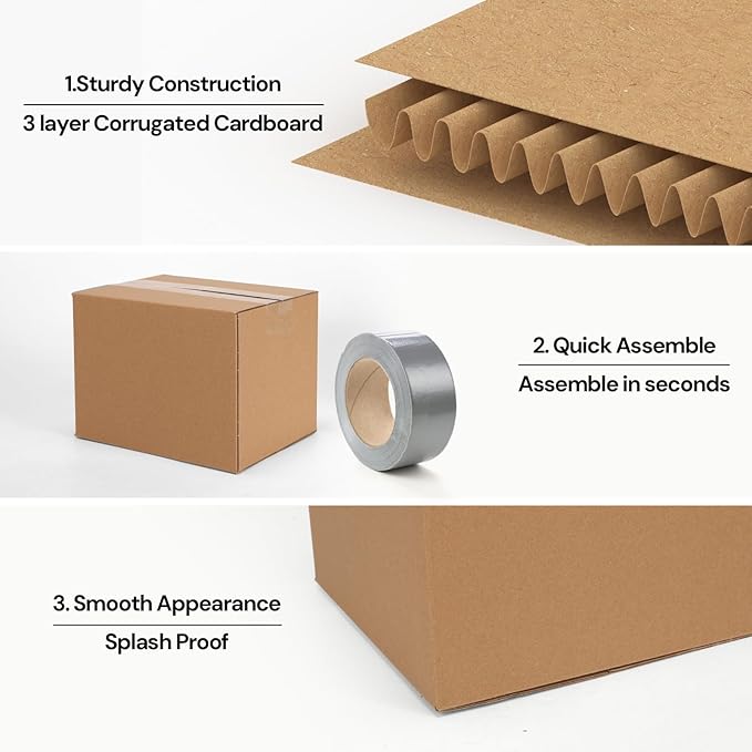 Rempry 30 Pack 8x6x6 Shipping Boxes Brown, Small Corrugated Cardboard Box for Mailing, Packaging Small Business, Kraft Mailer Gift Boxes