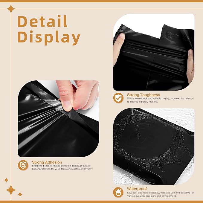 Fuxury 500 Pack 24x36" Extra Large Poly Mailers Bulk,Heavy Duty XXL Mailing Envelopes for Clothing,Strong Adhesive Self Seal Big Poly Shipping Bags for Postage Return Books Small Business(Black)