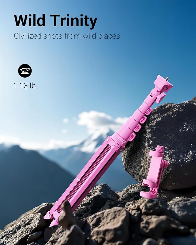 VIMOSE 66" Phone Tripod, Tripod for iPhone with Remote & Phone Stand | Extendable Cell Phone Tripod for Video Recording, Ultimate Tripod & Monopod Accessories for iPhone/Android, Ruby Star
