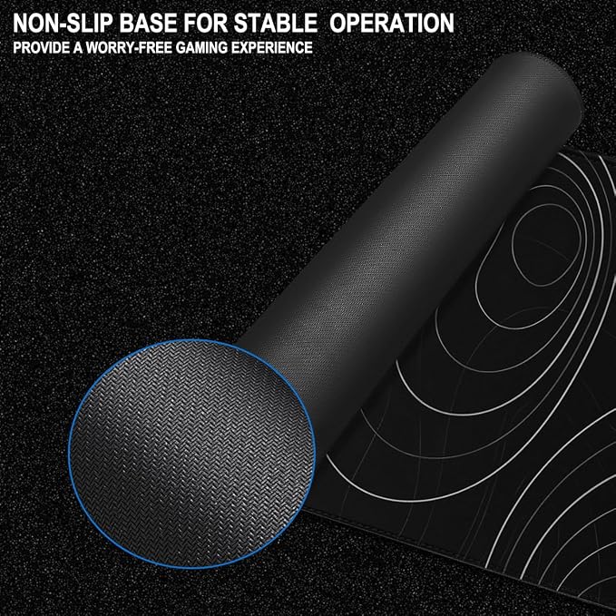 Gaming Mouse Pad, 31.5" x15.7" Large Mat with Superior Micro-Weave Cloth, Water Resist Keyboard Mousepad with Non-Slip Base, Laptop Pad for Office Home Gaming, Black White Line