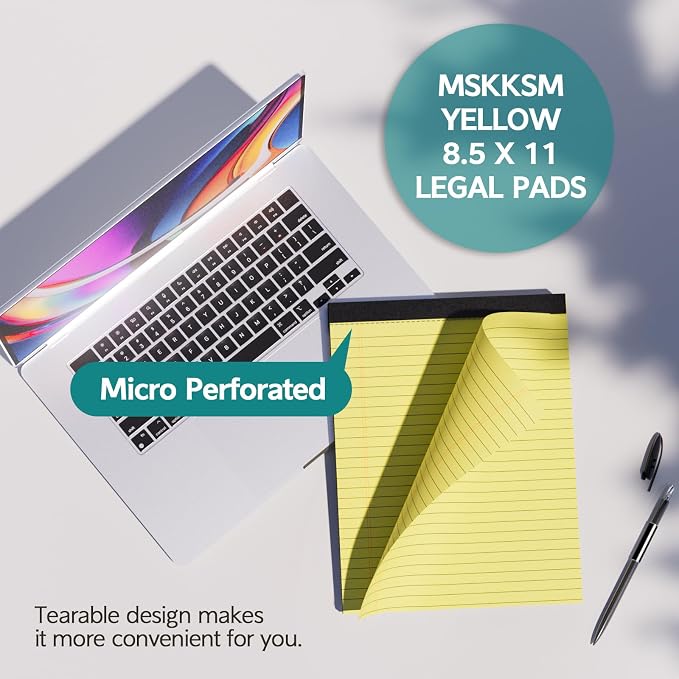 Legal Pads 8.5 x 11, 2 Pack Yellow Note Pads 8.5 x 11 Writing Pads, Wide Ruled Legal Notepads, Lined Pads of Paper Yellow Paper Pads, 30 Sheets Per Notepad for School, Home, Office, Business | Yellow Legal Notepads 8.5 x 11 , Lined Pads of Paper Yellow...