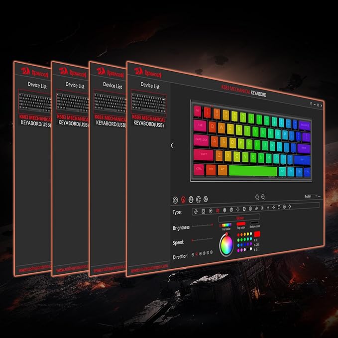 Redragon K683 Rapid Trigger HE Gaming Keyboard, 60% 61 Keys Wired Mechanical Keyboard w/Hyper-Fast Actuation, Dedicated Hall Effect Magnetic Switch, Actuation Point Adjustable, 8K Hz Polling Rate