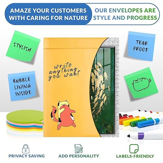 Kraft Bubble Mailers 14.25 x 19 Inch Yellow, Padded Envelopes Self Seal, Pack of 100, Bubble Lined Kraft Paper Mailing Envelopes for Shipping
