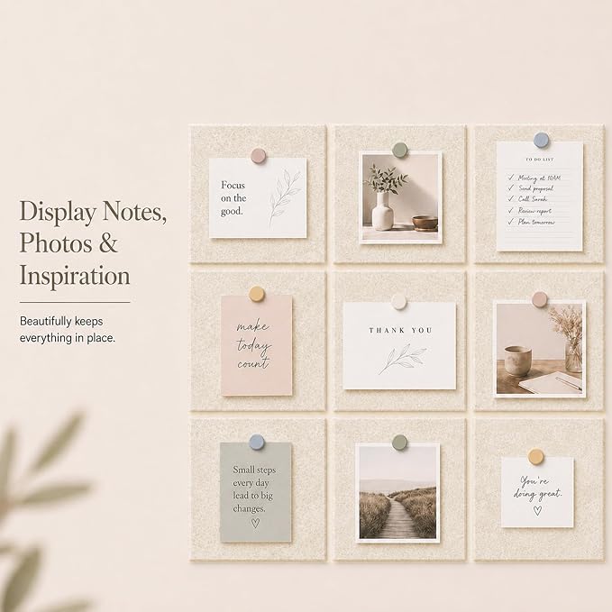 Felt Bulletin Board Tiles, Large Cork Board Alternative,24 x 36 in | 0.35 in modular felt wall tiles for notes, photos, schedules, reminders in offices, classrooms, home and office workspaces