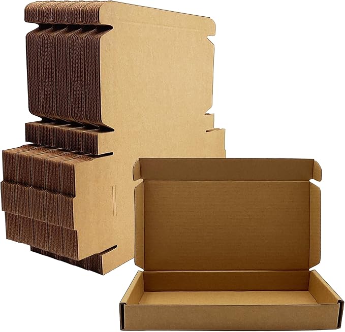 8x4x1 inch Small Shipping Boxes 50 Pack, Brown Kraft Corrugated Cardboard Mailer Boxes Bulk for Packaging Business Mailing Gift，Mini Mailer Boxes for Packaging Supplies