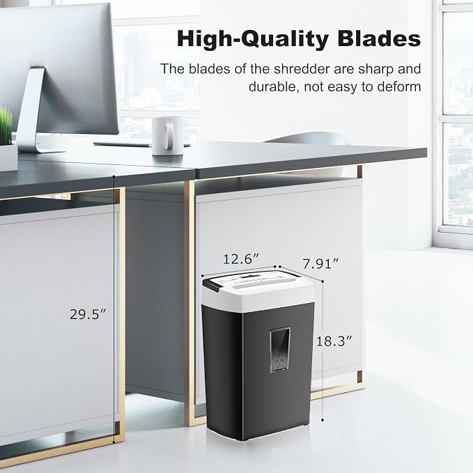 Bonsaii 12-Sheet Cross Cut Paper Shredder for Home Office, 5.5 Gal Bin | P-4 Heavy Duty Shredder for Paper, Credit Card, Mail, Staples, Transparent Window, Portable Paper Shredder for Home
