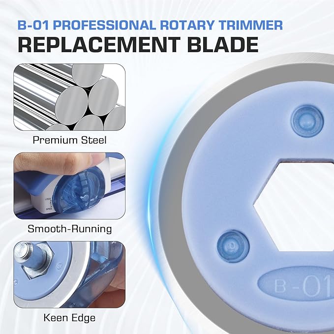 B-01 Rotary Paper Cutter Blades for Carl RT-200, RT-215, RT-218, PRT-100 & CC-10 Rotary Paper Trimmers, Precision-Engineered Professional Straight Cutting Replacement Blade