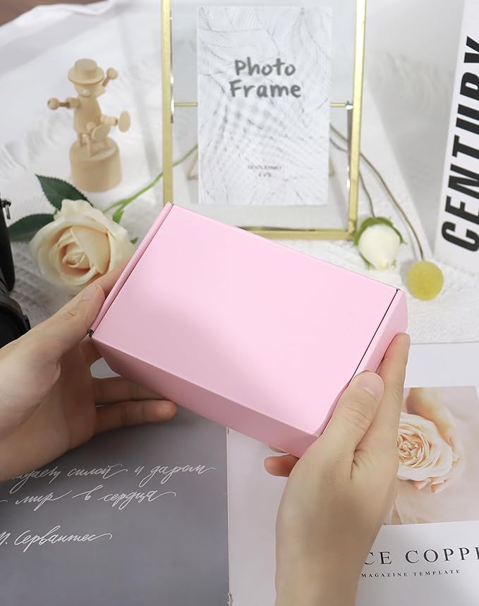 6x4x2 Inch Pink Shipping Boxes, 50 Pack Small Cardboard Box, Mailer Packaging Boxes for Shipping & Storage