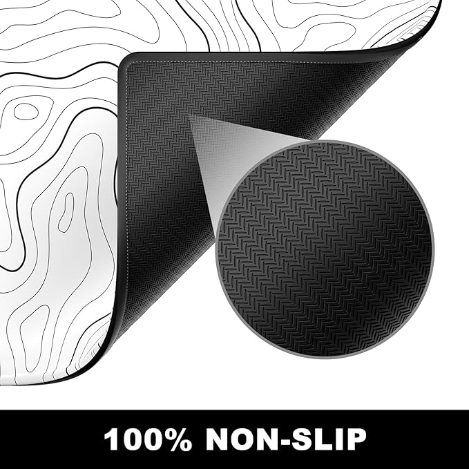 BOSOBO Large Desk Pad, XXL Gaming Mouse Mat, Desktop Cover 35.5 x 15.7 Inches, Abstract Lines