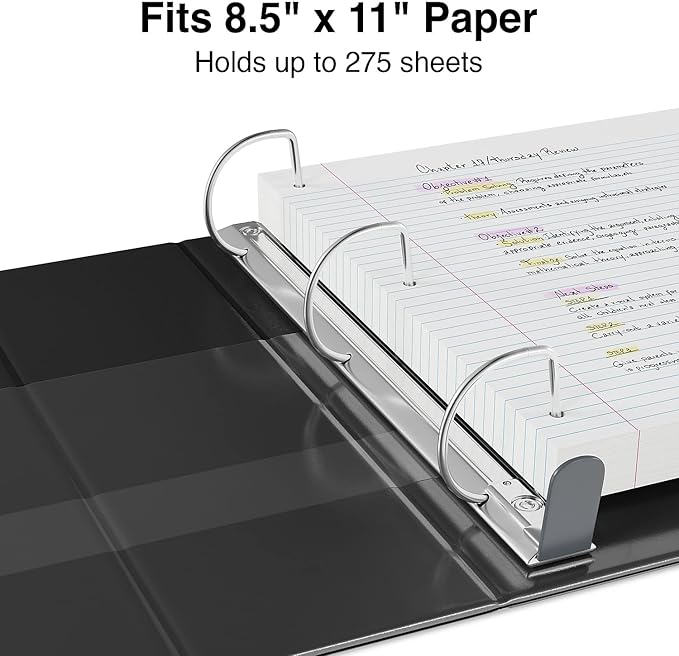 Staples Heavy-Duty 1-Inch D-Ring View Binder, Reinforced Spine, Holds Up to 275 Sheets, Black, for Office & School