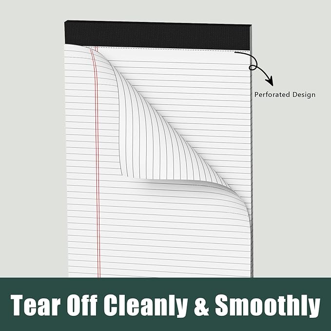 12 Pack Legal Pads 8.5 x 11 Basic Note Pads 8.5 x 11 - Premium Quality 21lb Paper Lined Notepad - Wide Ruled Writing Pads Perfect for Writing and Note-Taking - 30 Sheets per Pad