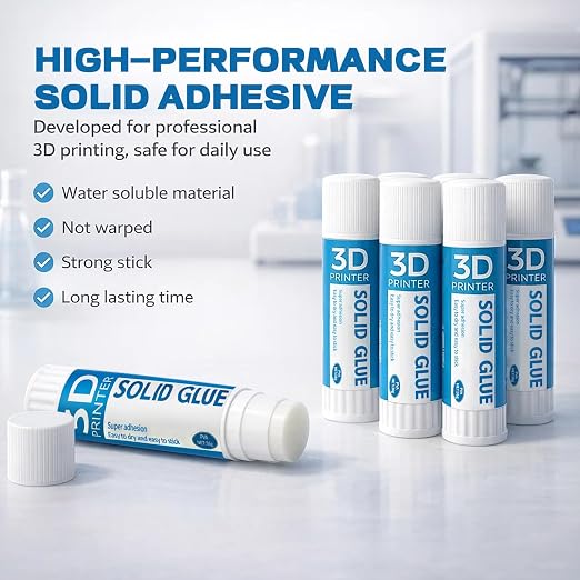 3D Printer Glue Stick 3D Printer Bed Adhesive Solid Glue Sticks 6Pcs | For 3D Printing Hot Bed Build Plate PLA/ABS/PETG/PC/PA/TPU Filaments, Glass, Easy Release & Washable (1.27oz/36g x 6)