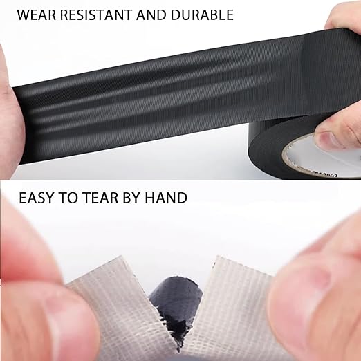 3-Pack Duct Tape Heavy Duty Black Waterproof, 66 Yards x 1.88 Inch Total Strong Adhesive Duct Tape No Residue Bulk for Home Use, DIY, Projects, Outdoor Repairs Tear by Hand