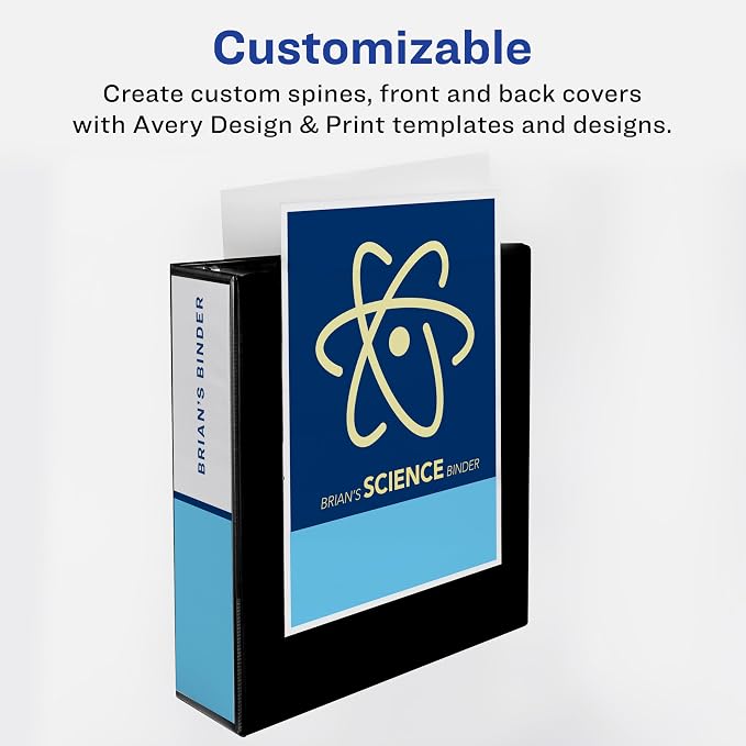 Avery Heavy-Duty View 3 Ring Binder, 2 Inch One Touch EZD Rings, 540-Sheet Capacity, 2.8 Inch Wide Spine, Customizable Clear Cover and Spine, 1 Green Binder (79683) (Pack of 2)
