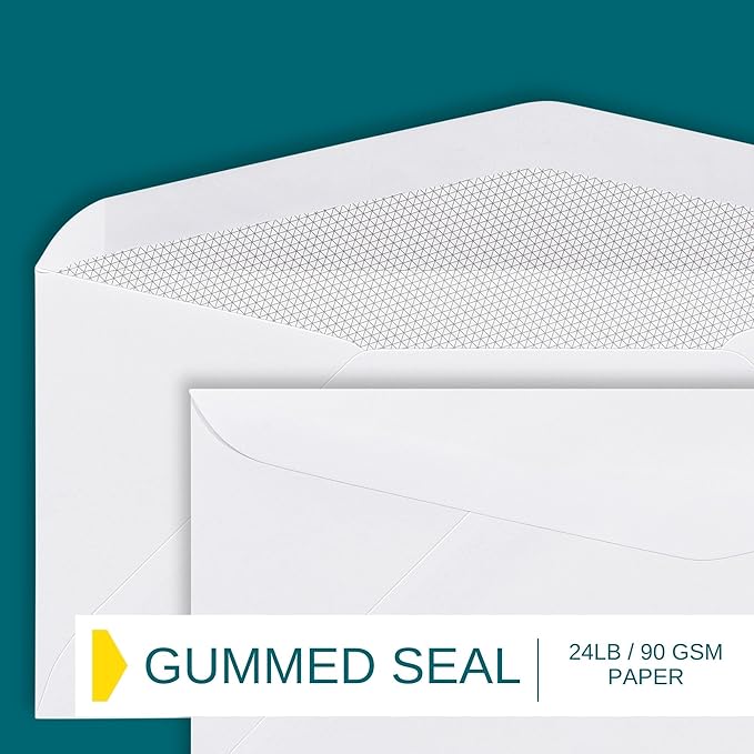 #9 Security Tinted Envelopes - 100 Pack - Letter Size 3 7/8" x 8 7/8" - Gummed Seal for Business, Return Mailing, Legal, Checks, Invoices, Statements - 24lb Plain