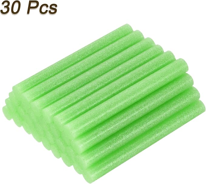 uxcell 30pcs Mini Hot Glue Gun Sticks 4-inch x 0.27-inch High Sticky Small Hot Glue Sticks for Glue Gun, Glitter Fruit Green