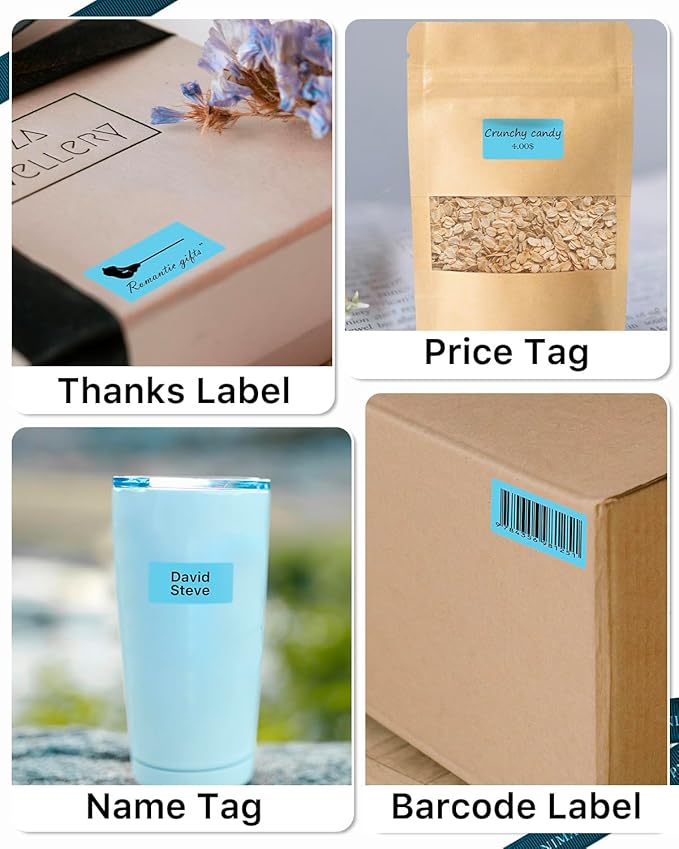 iEager 2x1 Inch Thermal Labels, Blue Rectangle Thermal Printer Stickers, Durable Shipping Label Printer Sticker for Barcode, Name, Address, 1000 Labels/Roll