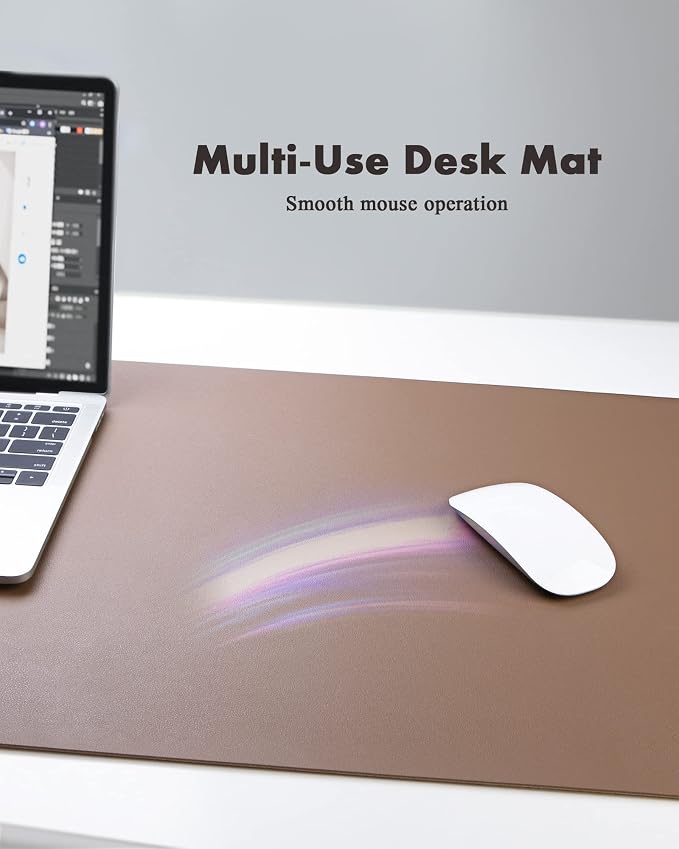 YSAGi Double-Sided Desk Pad, Leather Desk Mat, Eco Cork Desk Pad Protector,Large Mouse Pad,Waterproof Desk Blotter for Office/Home (Coffee+Cork, 47.2" x 23.6")