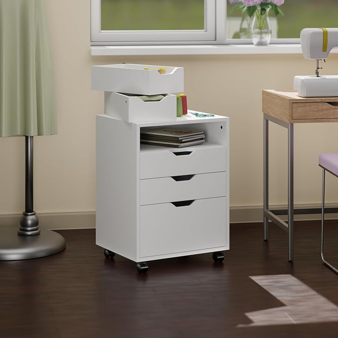 Winsome Halifax Mobile Storage Cabinet with 5 Drawers, White | Stylish & Functional Home Storage Cabinet for Filing, Kitchen Organization, Moveable Furniture for Office, Dorms, Apartments
