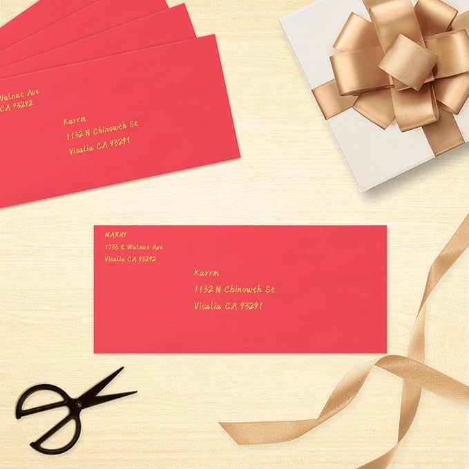 50 Pack Red #10 Business Envelopes, Christmas New Years Standard Envelopes Self Seal, Letter Size Mailing Envelopes for Checks Letters Invoices Birthday Graduation Wedding, 4 1/8 x 9 1/2 Inch