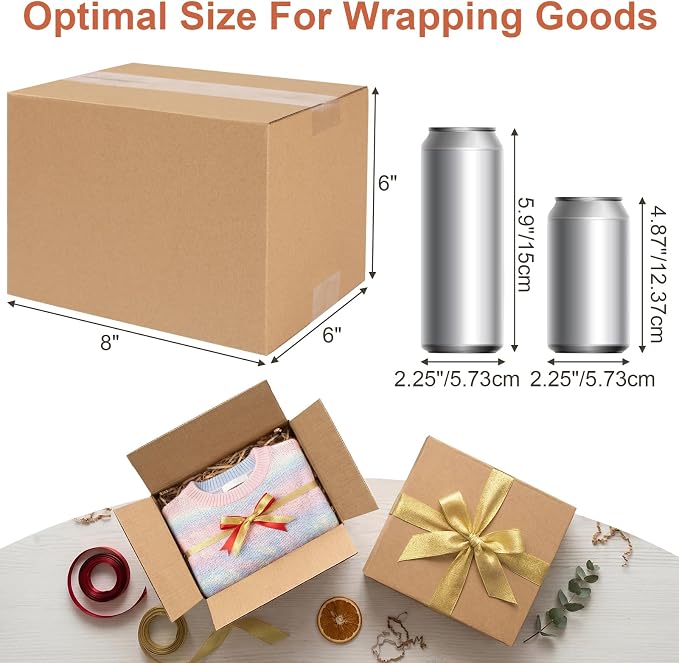 Corrugated Cardboard Boxes,15 PCS 8x6x6 inches Shipping Boxes, Brown Corrugated Cardboard Boxes for Packing, Mailing, Moving,Gifts & Storage（Brown）