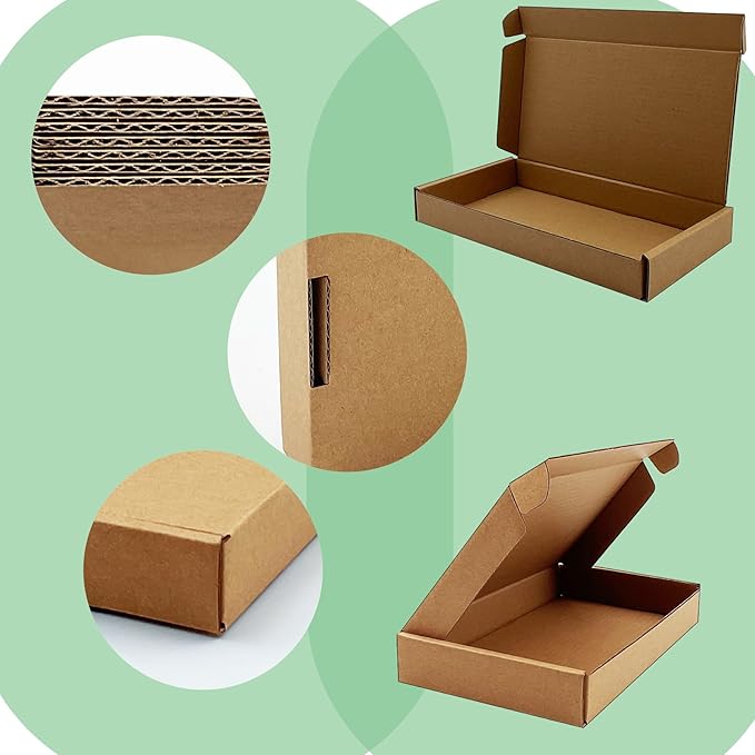 8x4x1 inch Small Shipping Boxes 50 Pack, Brown Kraft Corrugated Cardboard Mailer Boxes Bulk for Packaging Business Mailing Gift，Mini Mailer Boxes for Packaging Supplies