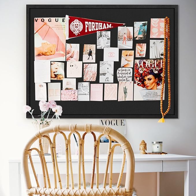 Miratino Large Bulletin Board, Cork Boards for Walls with Frame, Pin Display Board Vision Board for Home School Office Decor(Black)