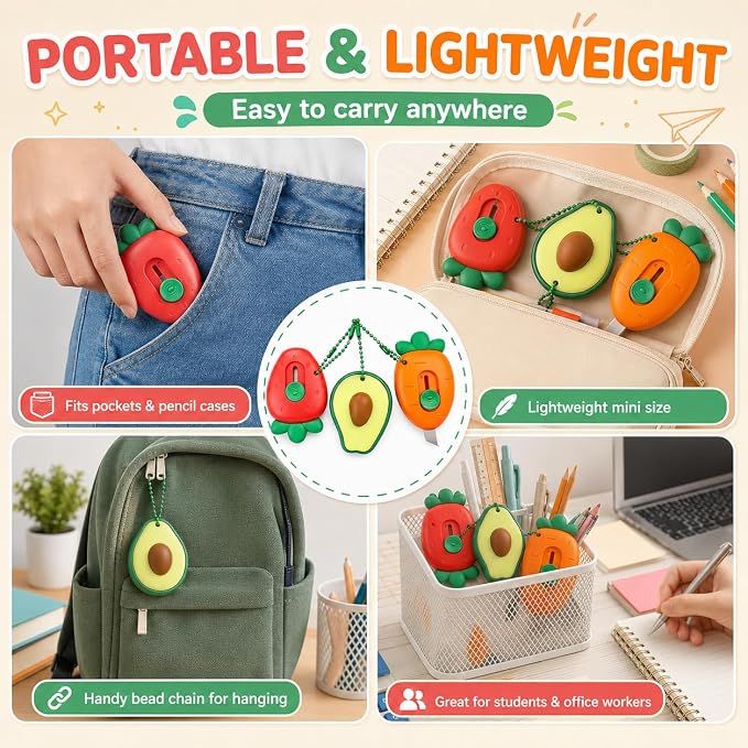 3Pcs Mini Retractable Utility Knife Fruit Shaped Box Cutter Letter Opener Portable Utility Knives Art & Craft Cutter Office School Stationery for Students, DIY Crafts, Cutting Envelope Paper Cardboard