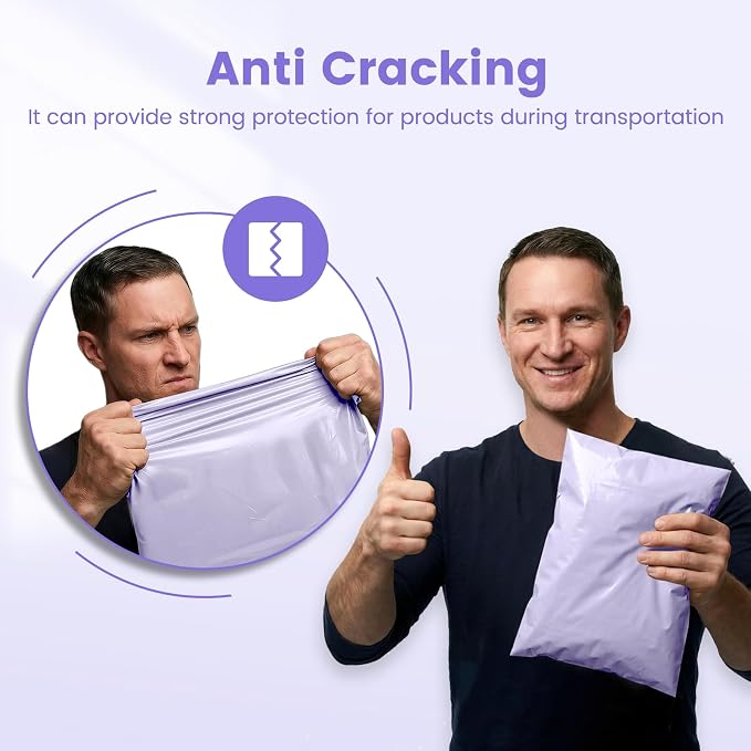 Metronic Poly Mailers 10x13 50 Pack, Small Durable Self Seal Shipping Bags | Waterproof Weather-resistant Tear-resistant Mailing Envelopes, Packaging Bags for Clothing, Small Business, Lilac Purple.