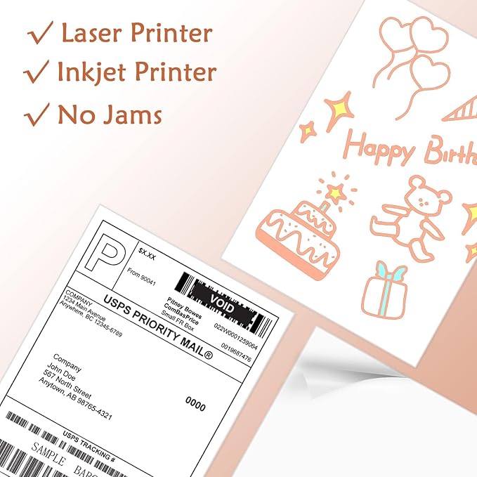 9527 Product 100 Sheets Sticker Labels 8-1/2" x 11" Shipping Address Labels for Laser/Ink Jet Printer,100 Labels.