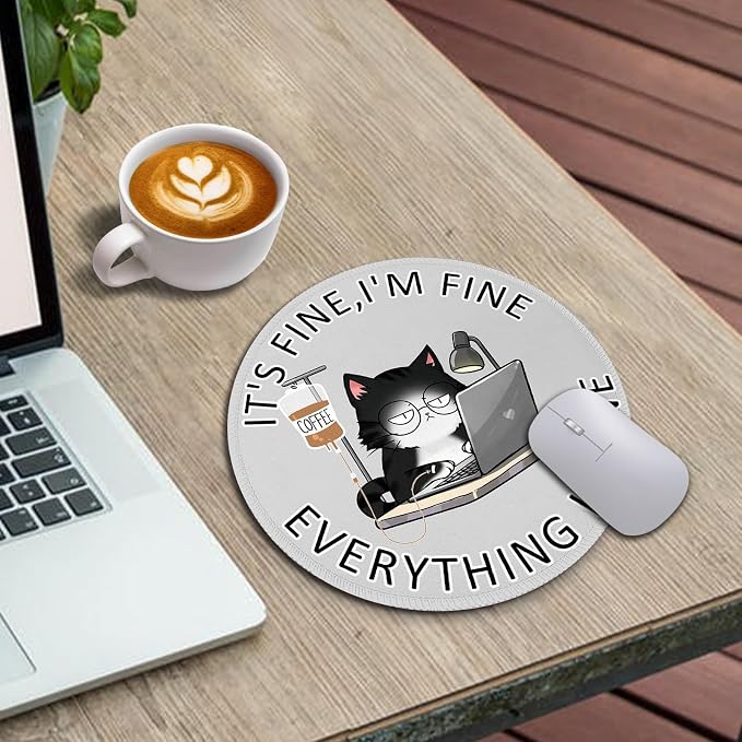 Immaturus Funny Cat Mouse Pad, Cute Small Mousepad for Desk Gaming Office | 8.6" x 8.6", Mini Travel, Home Decor Desk Accessories, Non-Slip Base, for Wireless Mouse Laptop Computer Work, Mouse Mat