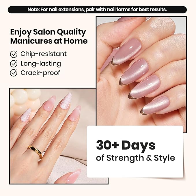 Beetles Builder Gel with Base & Top Coat Gel,3 Pcs Clear Builder Nail Gel,for Nail Strengthening Building Apex Extension for Beginner DIY Salon at Home,UV & LED Lamp Needed