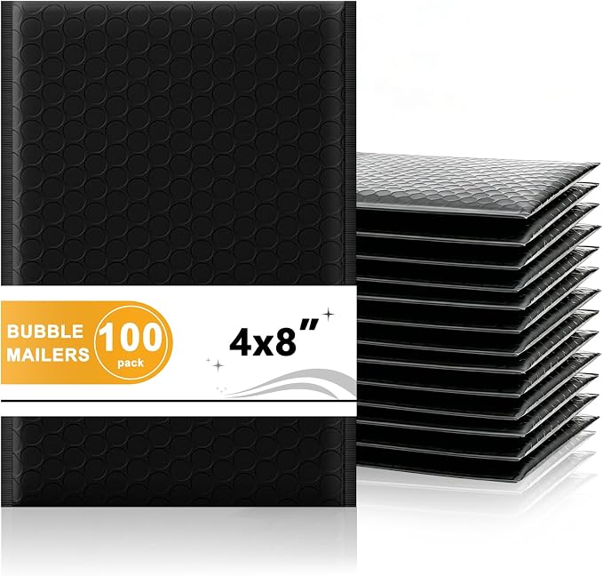 Yeplan 4x8 Inch Bubble Mailers, 100 Pack Self Seal Padded Envelopes | Usable Size 4x7" Durable Waterproof Padded Mailers for Small Business, Jewelry, Makeup, Shipping Small Items and Cards