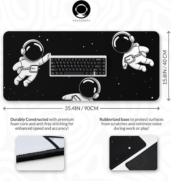 Gravity Gaming Mouse Pad, Extra Large Desk Pad for Keyboard and Mouse, Non-Slip Mousepad Desk Mat with Foam Core, Anti-Fray Lock Stitching and Low Friction Cloth Surface (35.4” x 15.8”)