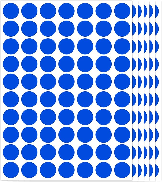 1400 PCS Blue Circle Dot Stickers 3/4" Round Coding Label | Used for manual labor in kindergartens, garage yard price sales, organizing activity color groups,marking spice bottles
