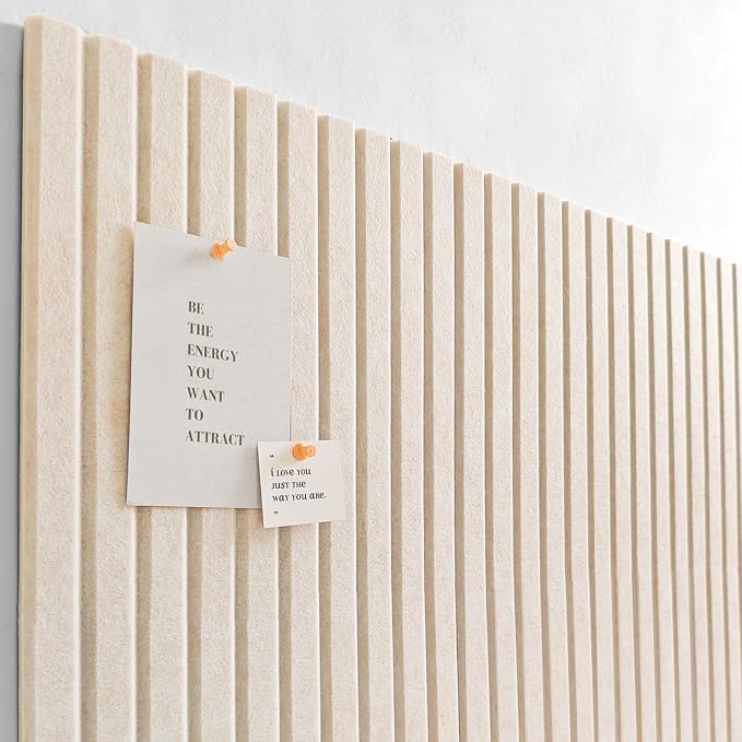 48" x 36" Large Felt Bulletin Board 1/2" Thick, Oatmeal | 12 Pack Felt Tiles, Cork Board Alternative, 60 Adhesive Tabs, Pin Board for Home Office Decor with Easy Install