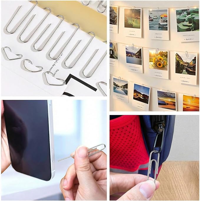276Pcs Paper Clips and Binder Clips Assorted Sizes，Black Binder Paper Clips Office Clips Office Supplies, Large Medium Small Paper Clamps PaperClips for Home School Business in a Container (Black)