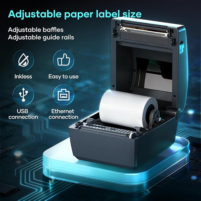 iD880 Direct Thermal Desktop Printer 203 dpi Print Width 4" USB Ethernet,Industrial Printer for Warehouse Shipping Label Barcode Address, Compatible with Amazon, Shopify, USPS & More