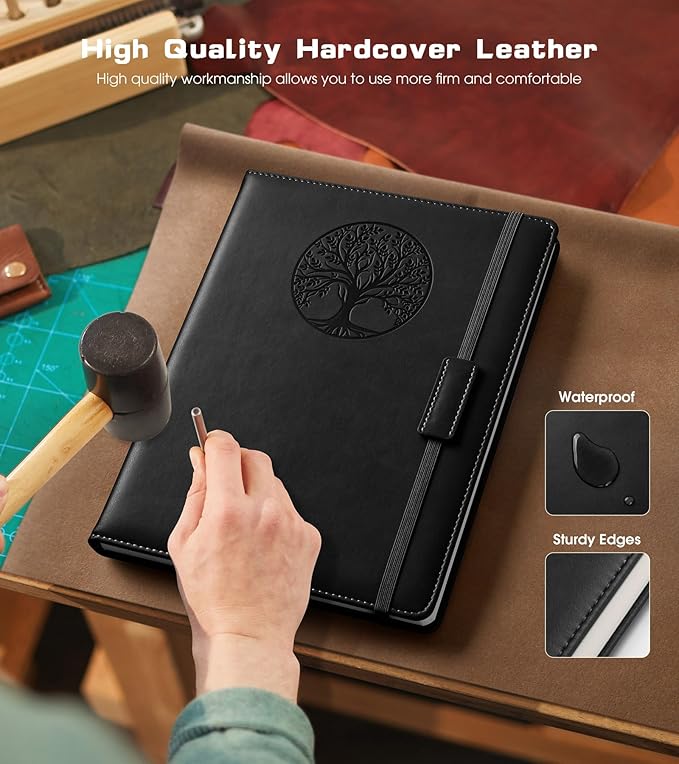Lined Journal Notebook for Women Men,256 Pages A4 Large Hardcover Leather Journals for Writing,Travel,Business,Work,School,College Ruled Notebooks for Note Taking, Diary Notepad 8.6"×11"