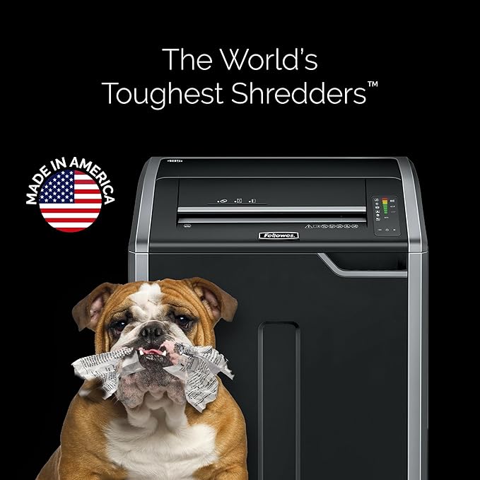 Fellowes Powershred 485i 100% Jam Proof Commercial Grade 38-Sheet Strip-Cut Paper Shredder, TAA Compliant (38480)