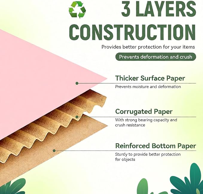 25 Pack 12"x9"x4" inch Shipping Boxes Pink Corrugated Cardboard Box for Small Business, Mailer, Shipping, and Packing