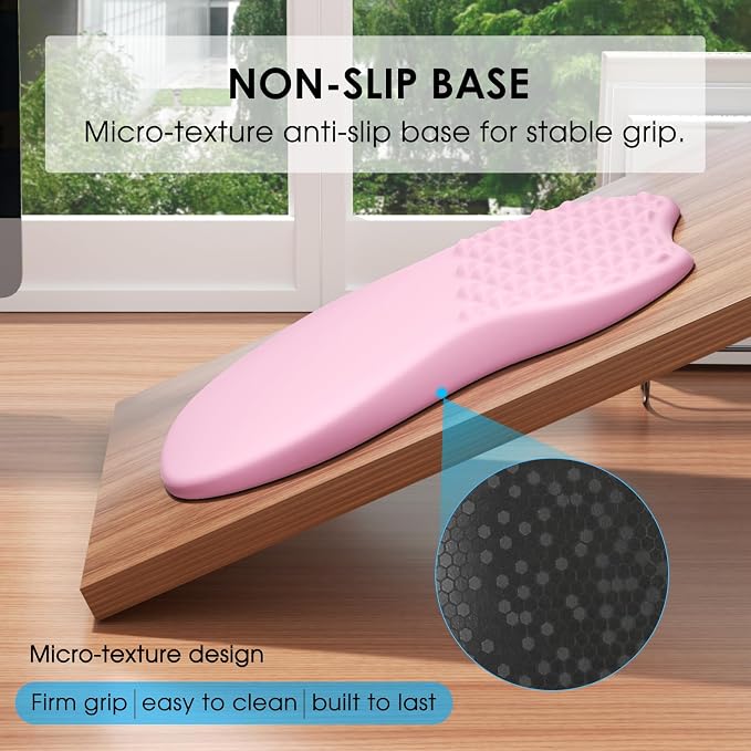 MROCO Ergonomic Mouse Pad with Wrist Support, 11.8 x 7.8 in, Pale Pink | Memory Foam Wrist Rest Mouse Pad, Non-Slip Base, Smooth Lycra Surface for Office & Home, Comfortable Wrist Support
