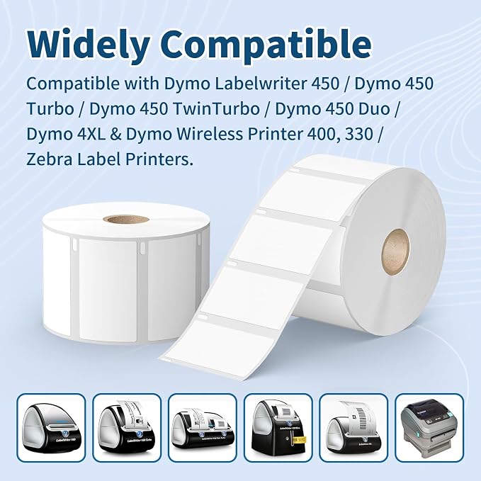12 Rolls 12000 Labels 2-1/4" x 1-1/4" Direct Thermal Labels Compatible DYMO 30334 Barcodes Address Replacement - Tacnology Label Used with DYMO Labelwriter 450, 4XL, Rollo & Zebra Desktop Printers