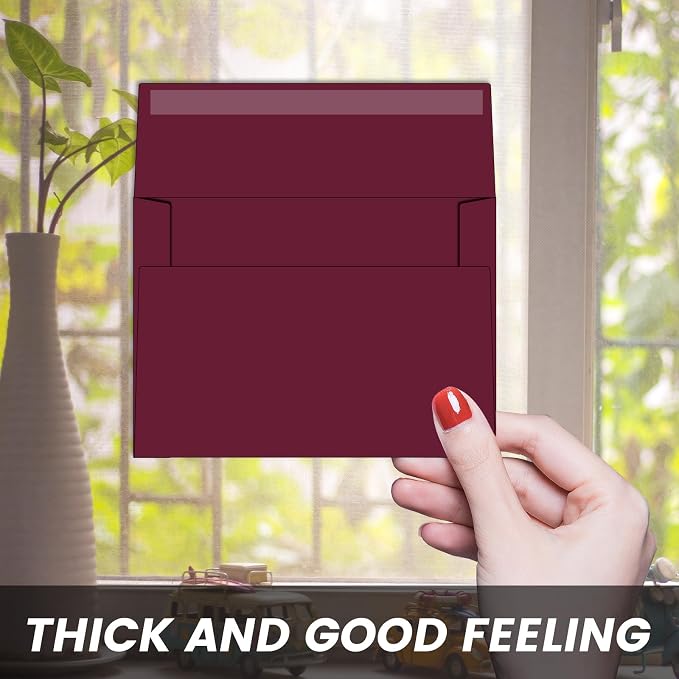 4x6 Envelopes For Invitation (50, Burgundy, A6) | A6 envelope 4.75x6.5 inch,Envelopes for A6 cards,Self Seal envelopes for weddings, greeting cards,baby shower,photos,birthday