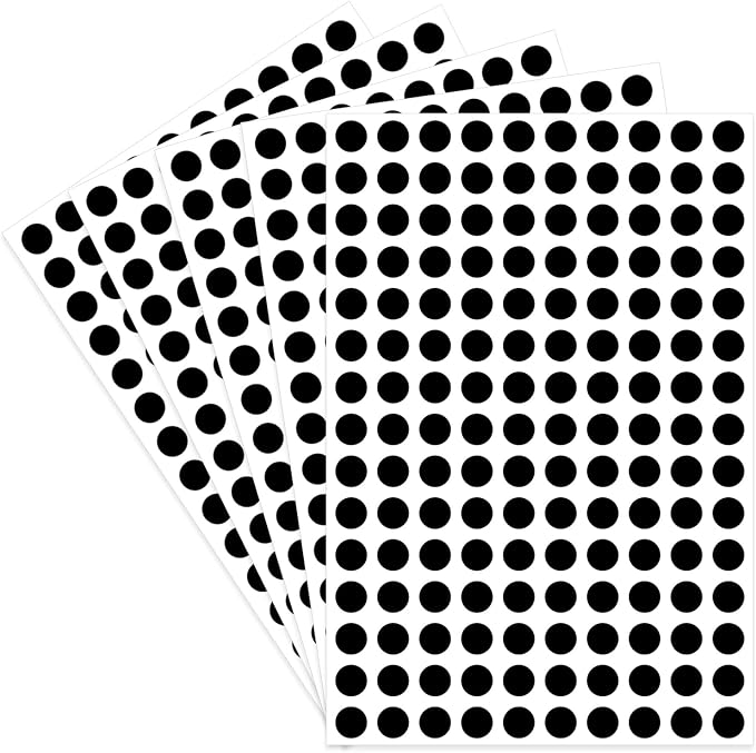 Starboling Dot Stickers - 3/8 Inch Black Circle Labels, 3000pcs Self-Adhesive Color Coding Round Stickers for Office, Classroom, Garage Sale