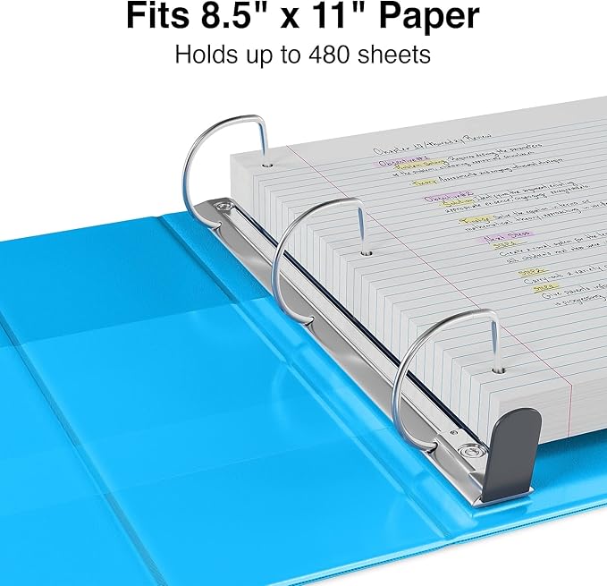 Staples Heavy-Duty 2-Inch D-Ring View Binder, Reinforced Spine, Holds Up to 450 Sheets, Light Blue, for Office & School