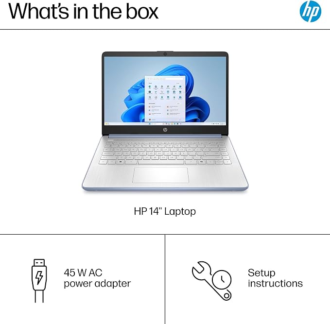 HP Pavilion Laptop 2026 Notebook for Students & Remote Work, Intel N150, 16GB RAM, 128GB Storage, 256GB SD Card, Lightweight, Long Battery Life, Wi-Fi 6, 1 Year Office 365, Win 11 Home S, Steel Blue