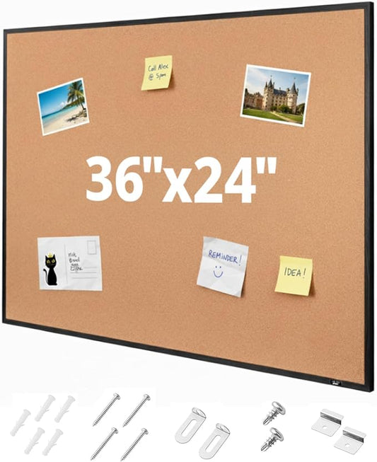 Mr. Pen- Cork Notice Board, 36 X 24 Inches, Cork Bulletin Board for Walls, Pin Boards, Framed Corkboard, Decorative Hanging Pin Boards, Perfect for Office & Home Decor