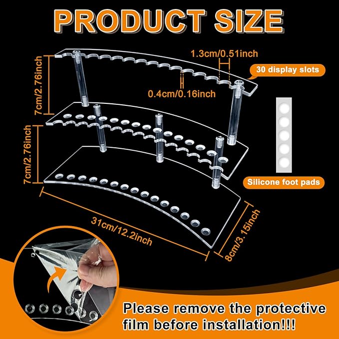Acrylic Pen Display Stand 30 Slots 1.3cm Pen Stand Display 2 Tier Clear Pen Display Stand Rack Acrylic Pen Stand Display
